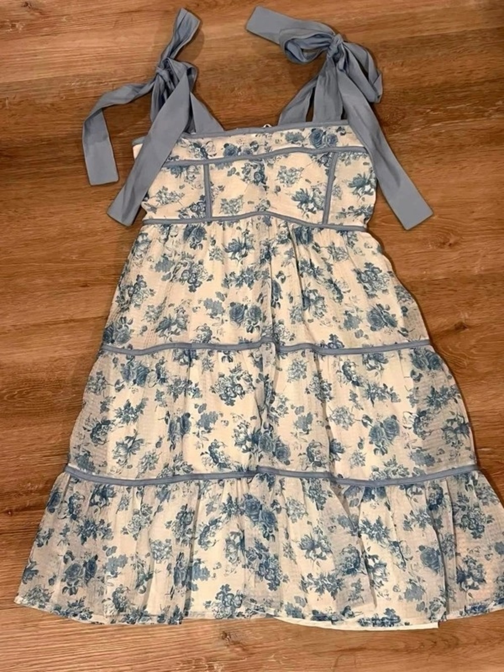 Blue Floral Tie-Shoulder Maxi Dress